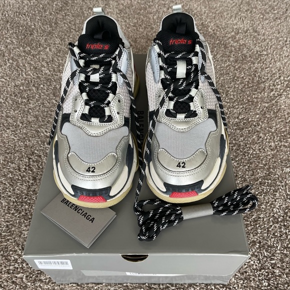 Balenciaga Triple S, size 42, men, white with silver and red. Worn 2 times. - Picture 3 of 14